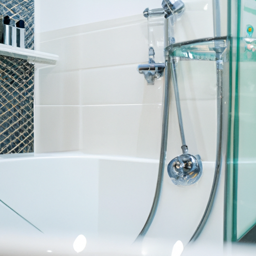 1. תמונה של חדר רחצה יוקרתי המאובזר באביזרי אמבטיה מתקדמים הכוללים אמבט ג'קוזי, מערכת מקלחת חכמה ומתלה מגבות מחומם.