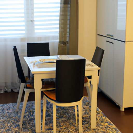 3. תמונה של פינת אוכל קומפקטית המשתלבת בצורה מושלמת בדירה קטנה, המדגימה יעילות שטח.